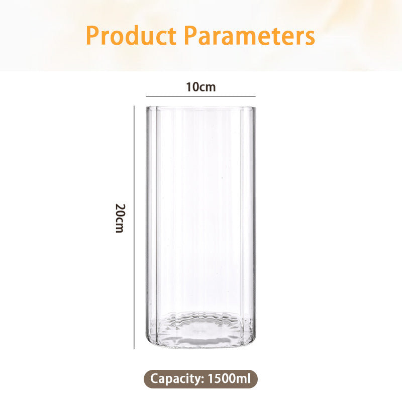 Creative Striped Glass Vase, Square Retro Living Room Water-Raising Special-Shaped Bottle Glass High-End Vase