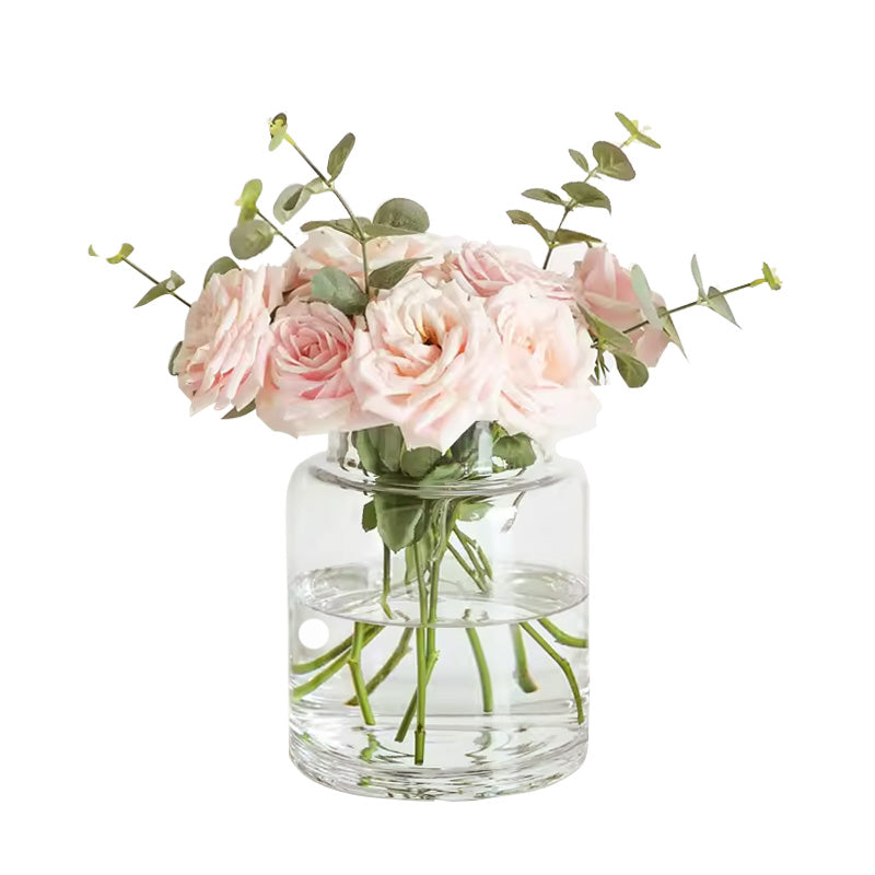 Vase Glass Living Room Ornaments, Large-Caliber Flower Arrangement, High-End Transparent Dining Table, Light Luxury Vase