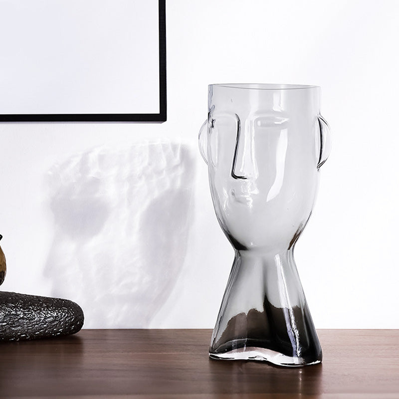 Face glass vase decoration, living room flower arrangement decoration, decoration living room dining table Internet celebrity glass vase