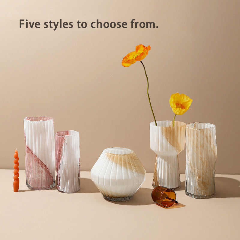 Simple Vase,Creative Colorful Irregular Glass Vase Ornaments, Ins Home Entrance Living Room Flower Vase