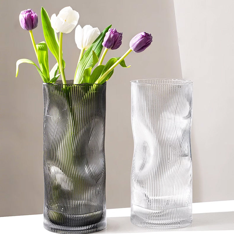 Creative Curves Transparent Glass Vase, Living Room Table Ornaments Hydroponic Dried Fresh Flower Arranger