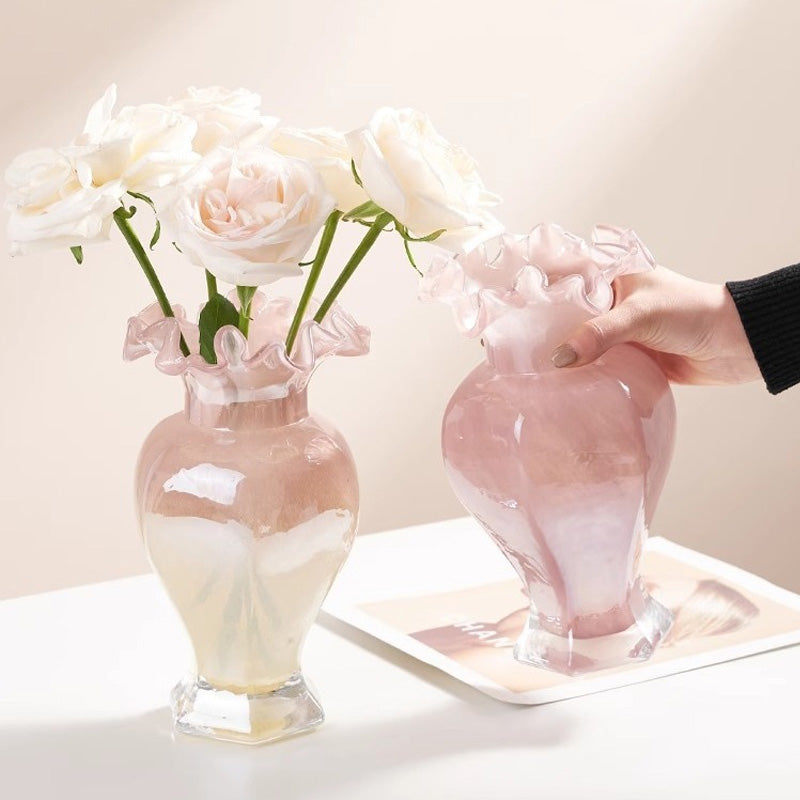 Glass Vase, Retro Light Luxury Flower Arrangement, Living Room Dining Table Ornaments