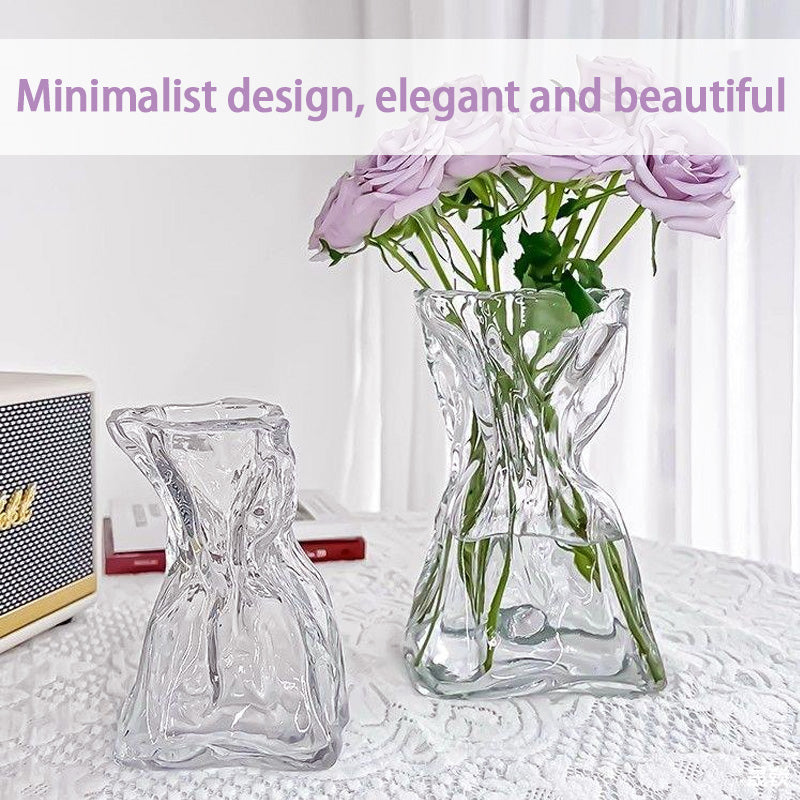 Simple And Creative Irregular Vases, Transparent Glass Vases, Living Room Desktop Flower Arrangements And Water Nourishment Decorative Ornaments