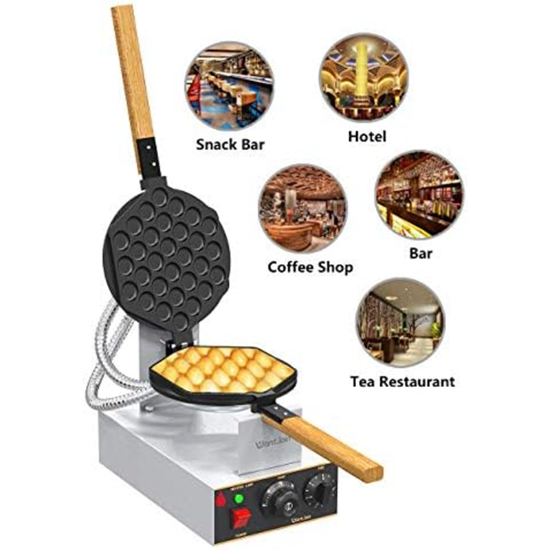 Bubble Waffle Machine Commercial Electric Non-Stick Hong Kong Egg Waffle Iron Timer Temperature Adjustable 110V
