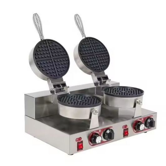 Double Head Snack Food Machinery Equipment Supplier Industrial Electric Double Plate Bubble Mini Panini Waffle Machine