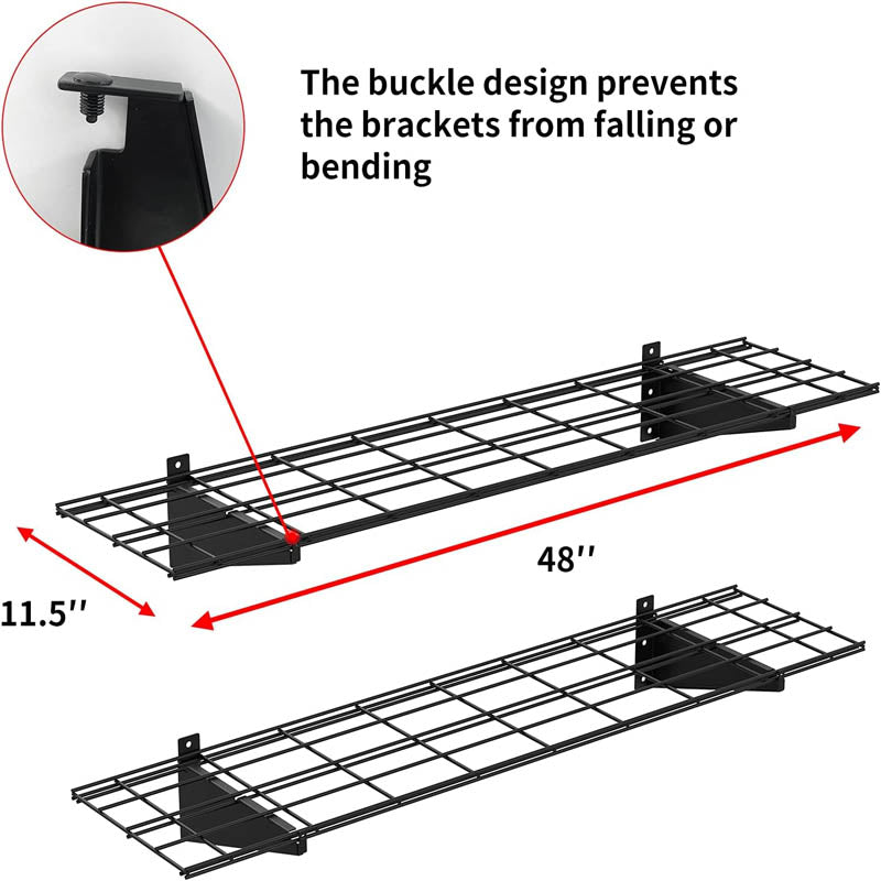 Wall Shelf 2 Pack Garage Metal Shelving 1×4ft 12-inch-by-48-inch 300 lbs Load Capacity(Total) for Shop, Shed, Garage Storage