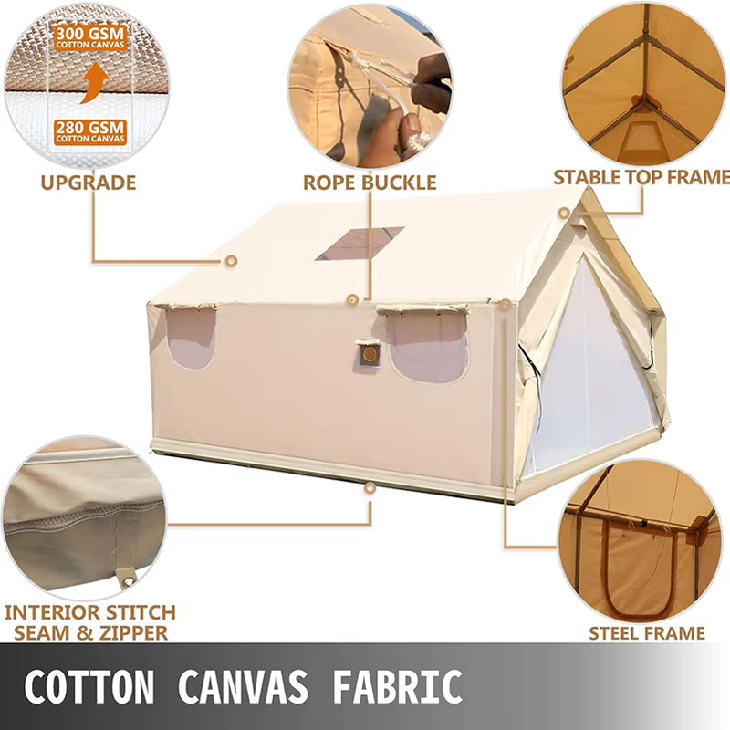 Four-Season Waterproof Canvas Breathyable 10x12ft Oxford Tent For Outdoor Family Camping Hunting Parties Campouts