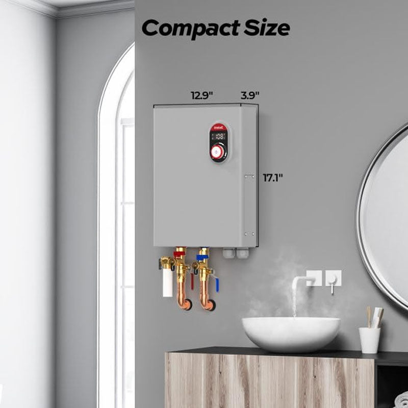 15kW 240Volts Hot Water Heater Electric Tankless Water Heater Self-Adjustment Function for the Whole House Shower Gray