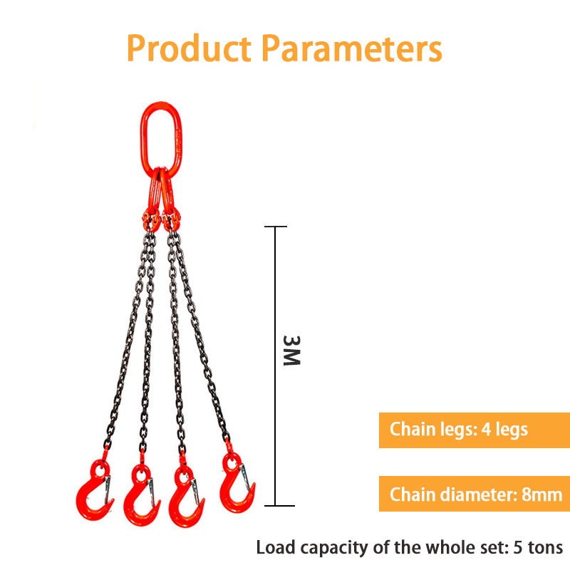 Chain Lifting Sling, Four Hook G80 Fierce Steel Hoist Ring Crane Hook , Lifting Chain Hook