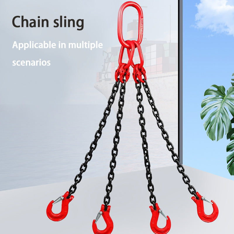 Chain Lifting Sling, Four Hook G80 Fierce Steel Hoist Ring Crane Hook , Lifting Chain Hook