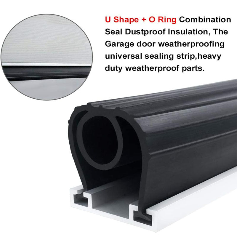 Weather Stripping Garage Door Seals Bottom Rubber Heavy-Duty U Shape + O Ring Combination Weather Stripping Sesl Kit