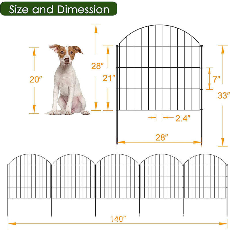 Arch Metal Garden Patio Fence, Garden Fence Border Ground Stakes Animal Barrier