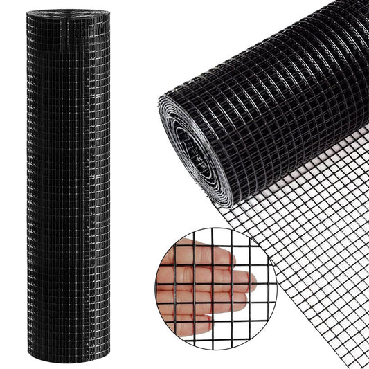 Black Welded Wire Mesh 1/2 Inch 36 X 50 Feet, PVC Coated Wire Mesh For Chicken Wire Fence, Garden Fence, Home Improvement Projects
