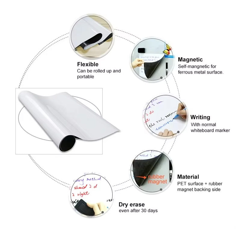 Custom Shape Size Whiteboard Stickers Magnetic Self-Adhesive Whiteboard For Writing And Plan