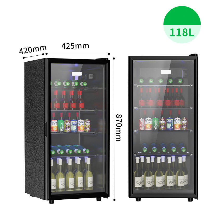 Wine Cooler with Blue LED Light Single Door Transparent Glass Office Small Refrigerator
