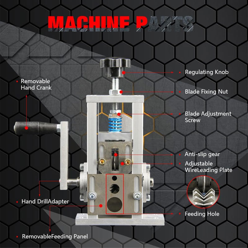 Wire Stripping Machine, 0.05-0.8 Inch Wire Stripping Crank, Spring Pressure Blade (Manual/Automatic) For Scrap Copper Recycling