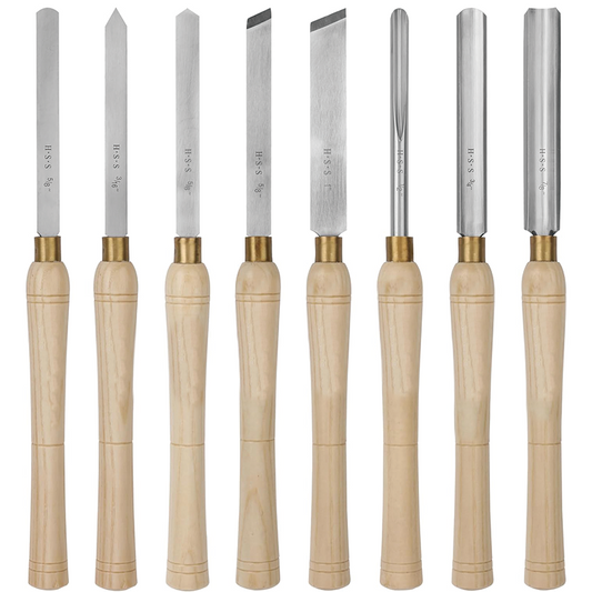 8pc Wood Lathe Chisel Set, HSS Wood Lathe Turning Tools, Woodworking Lathe Tools For Turning Pens or Small