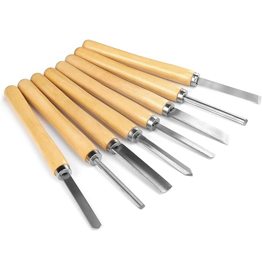 Wood Lathe Chisel Set, 8Pcs HSS Wood Turning Chisel Set, Wood Carving Tools Set for Wood Turning Hardwood