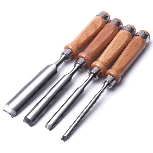 Wood Lathe Chisel Set, 4 Pieces Wood Chisel Set, Professional Wood Chisel Tool Carpenter Gouge