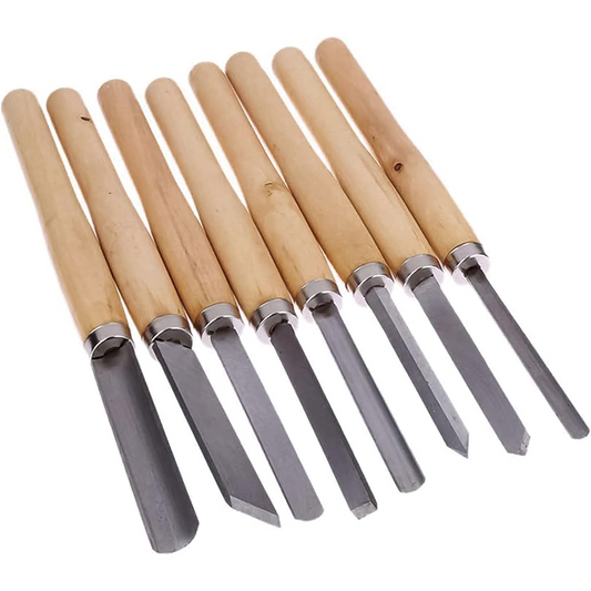 8 Piece Wood Turning Tools,Manganese Steel Lathe Chisel Set with Wood Handle for Beginner to Intermediate