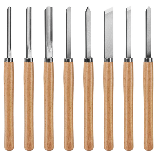 8 pcs Wood Lathe Chisel Set, Professional Wood Turning Chisel Set, for Beginners, Hobbyists and Professionals