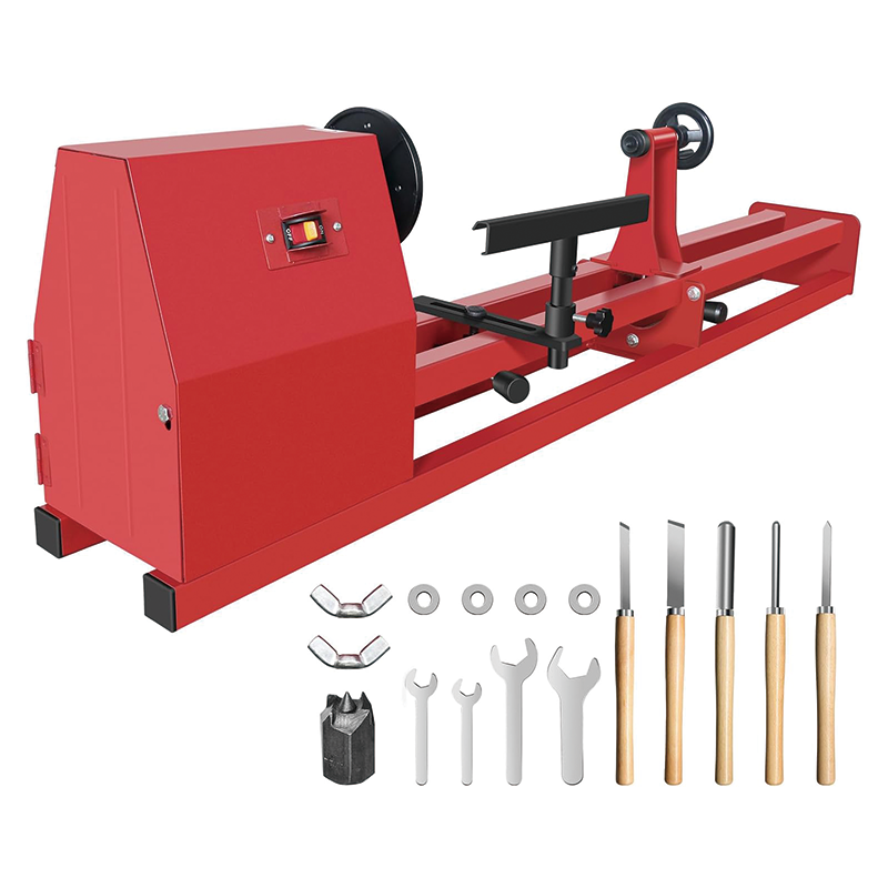 Wood Lathe, 14 in x 40 in,370W Power Wood Turning Lathe Machine,4 Speed 810/1180/1700/3400RPM,with 5 Chisels for Woodworking,for Woodworking