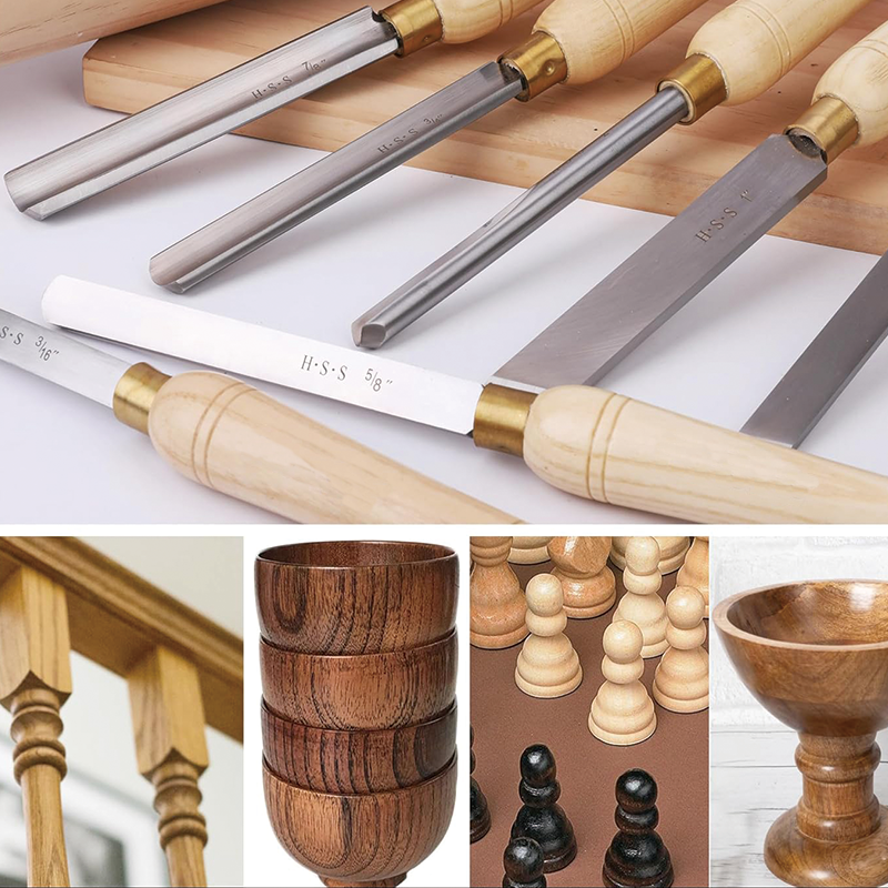 8pc Wood Lathe Chisel Set, HSS Wood Lathe Turning Tools, Woodworking Lathe Tools For Turning Pens or Small