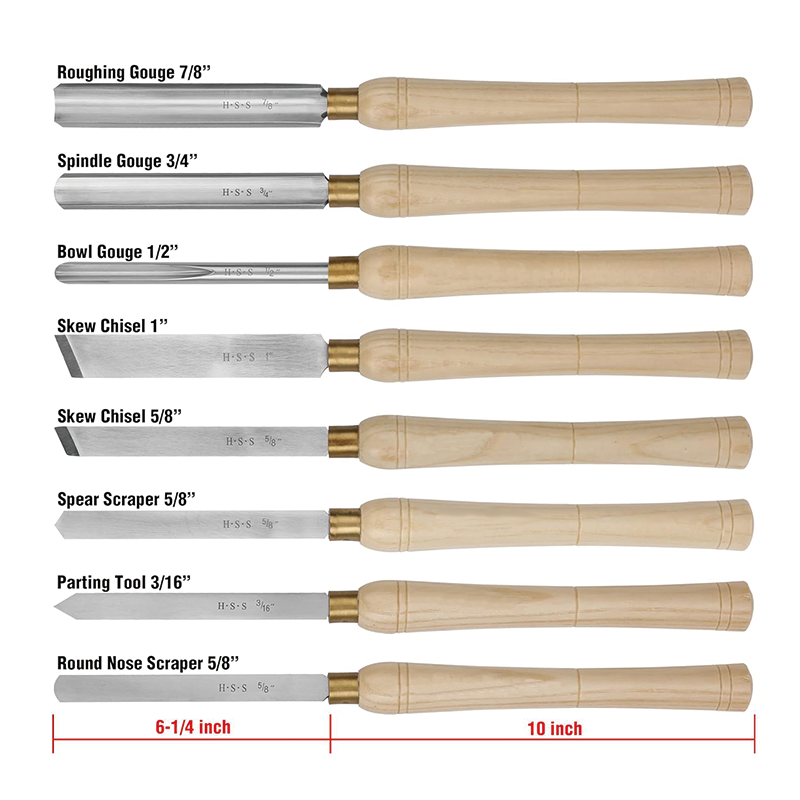 8pc Wood Lathe Chisel Set, HSS Wood Lathe Turning Tools, Woodworking Lathe Tools For Turning Pens or Small