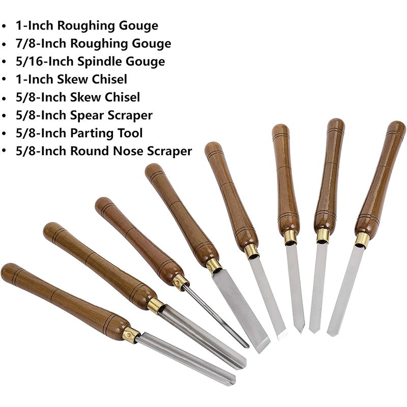 Wood Lathe Chisel Set, 8-Pieces HSS Wood Turning Tools Lathe Chisel Set with Wooden Box