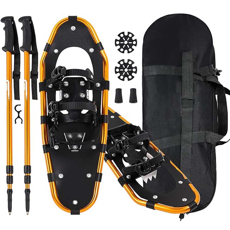 25/30 Inches Light Weight Snowshoes with Poles for Women Men Youth Kids,Adjustable Trekking Poles,Carrying Tote Bag,Orange